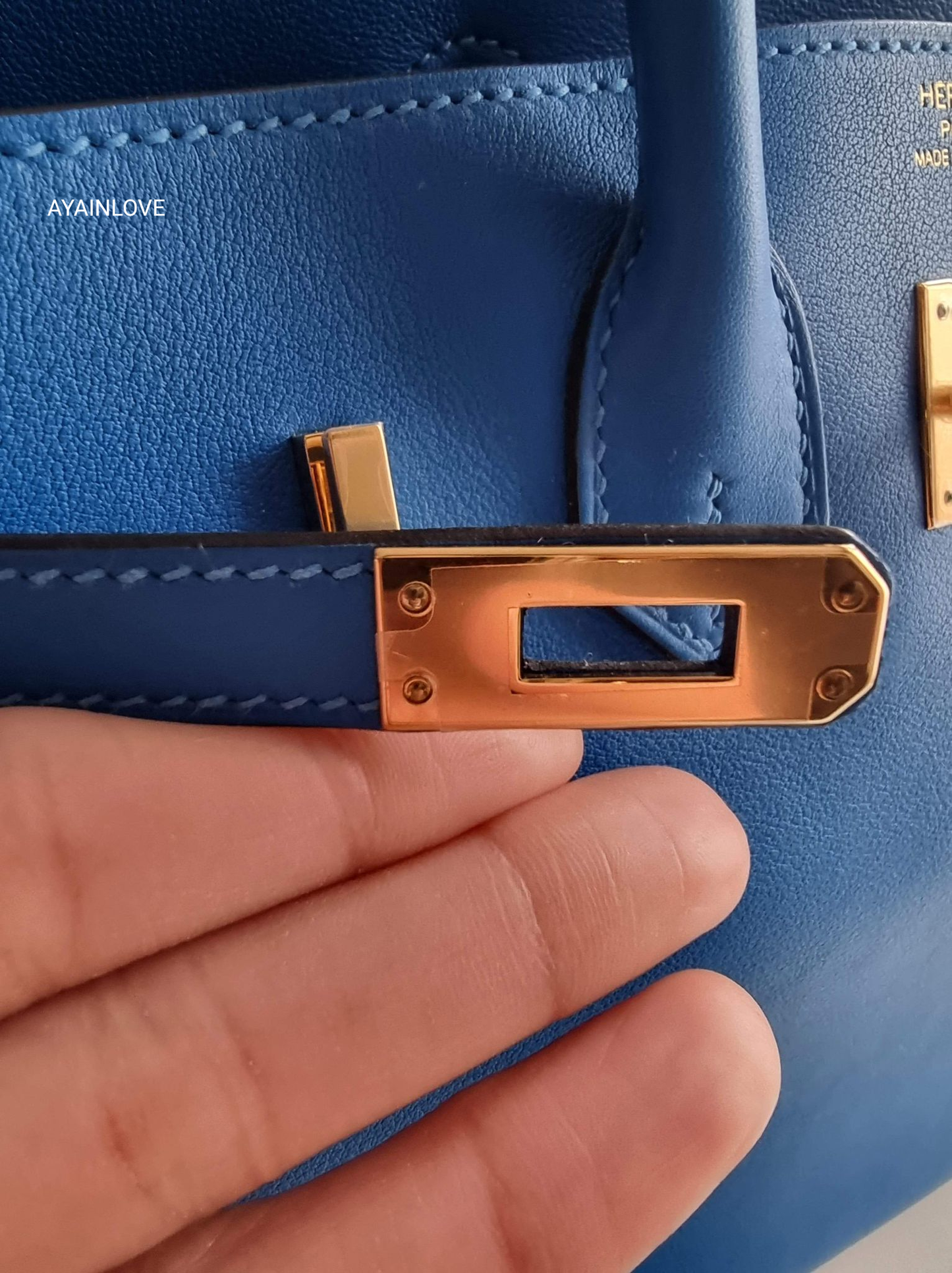 HERMES Birkin 25 Bleu Hydra Swift Gold Hardware D Stamp