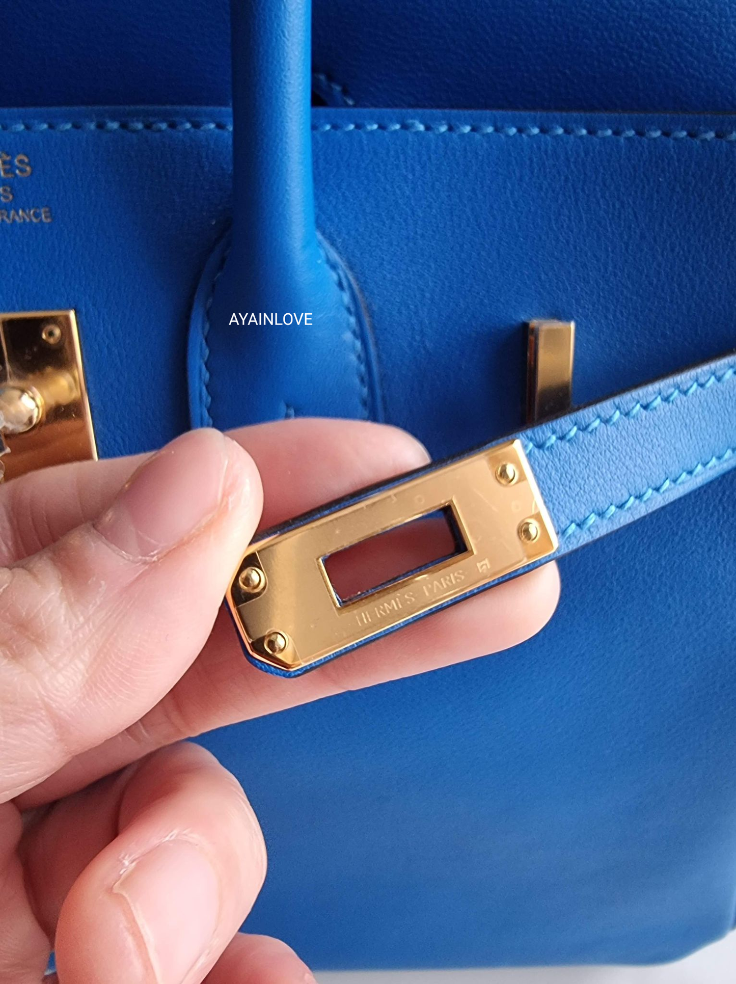 HERMES Birkin 25 Bleu Hydra Swift Gold Hardware D Stamp