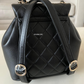 CHANEL 22A Mini Duma Black Lamb Skin Drawstring Backpack Light Gold Hardware*New*