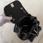 CHANEL 22A Mini Duma Black Lamb Skin Drawstring Backpack Light Gold Hardware*New*