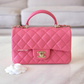 CHANEL 22A Pink Lamb Skin Top Handle Rectangular Mini Flap Bag Light Gold Hardware