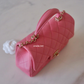 CHANEL 22A Pink Lamb Skin Top Handle Rectangular Mini Flap Bag Light Gold Hardware