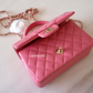 CHANEL 22A Pink Lamb Skin Top Handle Rectangular Mini Flap Bag Light Gold Hardware