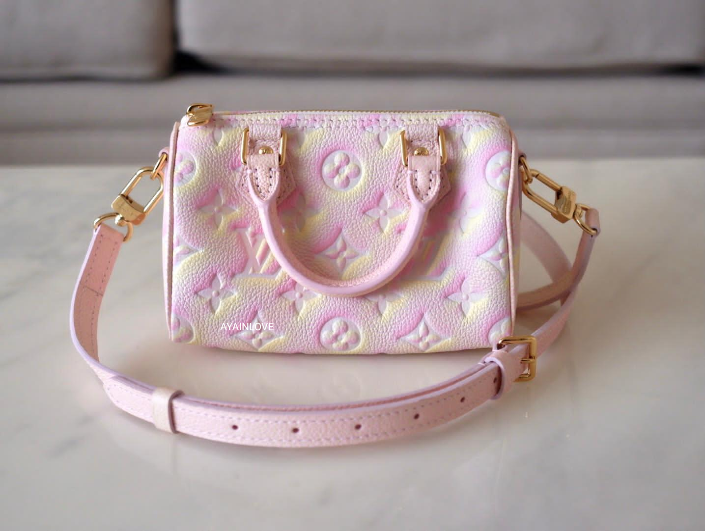 LOUIS VUITTON Nano Speedy Stardust Pink Leather Empreinte Gold Hardware