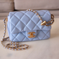 CHANEL 21K Iridescent Light Blue Caviar My Perfect Square Mini Flap Bag Gold Hardware