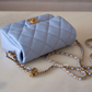 CHANEL 21K Iridescent Light Blue Caviar My Perfect Square Mini Flap Bag Gold Hardware