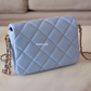 CHANEL 21K Iridescent Light Blue Caviar My Perfect Square Mini Flap Bag Gold Hardware