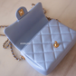 CHANEL 21K Iridescent Light Blue Caviar My Perfect Square Mini Flap Bag Gold Hardware