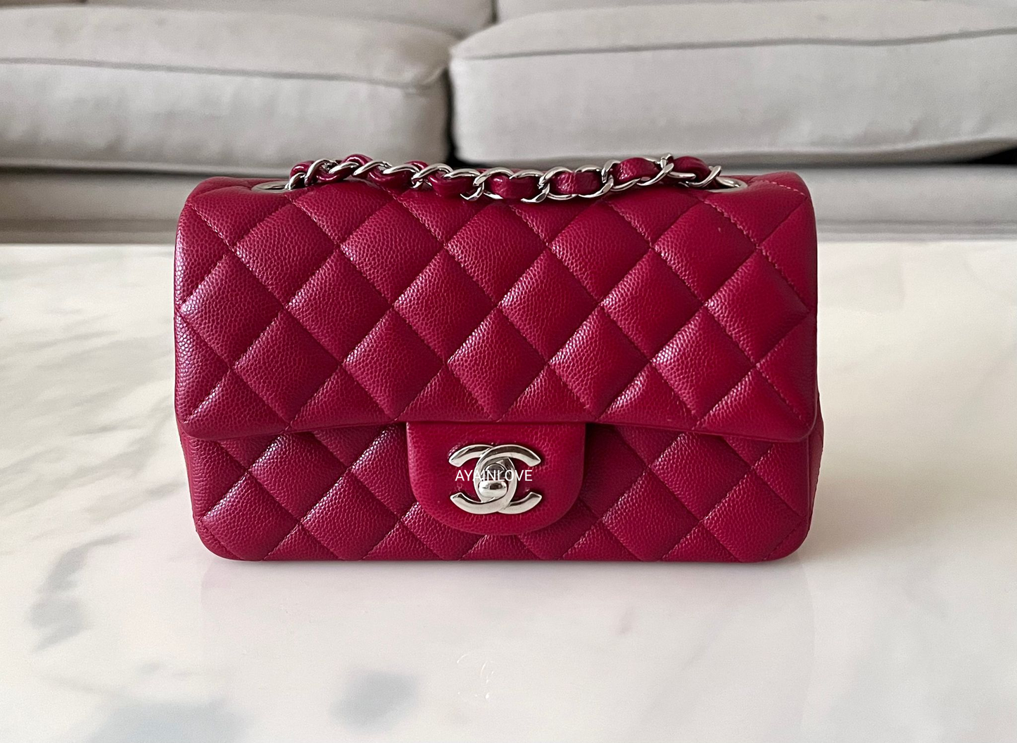 CHANEL 18B Dark Pink Caviar Coco Voyage Mini O-Case Beauty CC