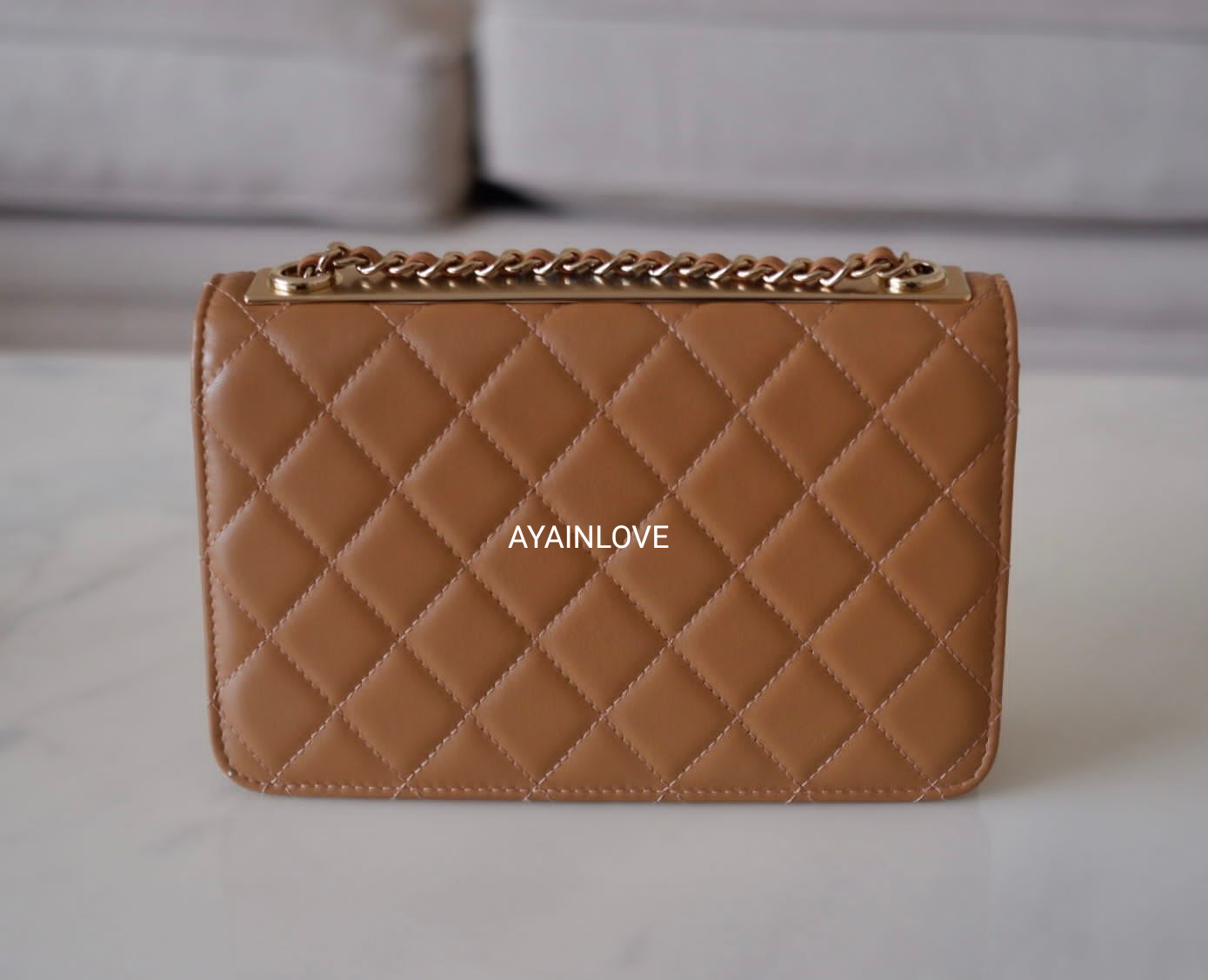 TRENDY WALLET ON CHAIN 2019 BROWN LIGHT GOLD HARDWARE