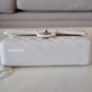 CHANEL 21S WHITE CAVIAR MEDIUM CLASSIC FLAP LIGHT GOLD HARDWARE