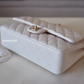 CHANEL 21S WHITE CAVIAR MEDIUM CLASSIC FLAP LIGHT GOLD HARDWARE