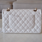 CHANEL 21S WHITE CAVIAR MEDIUM CLASSIC FLAP LIGHT GOLD HARDWARE