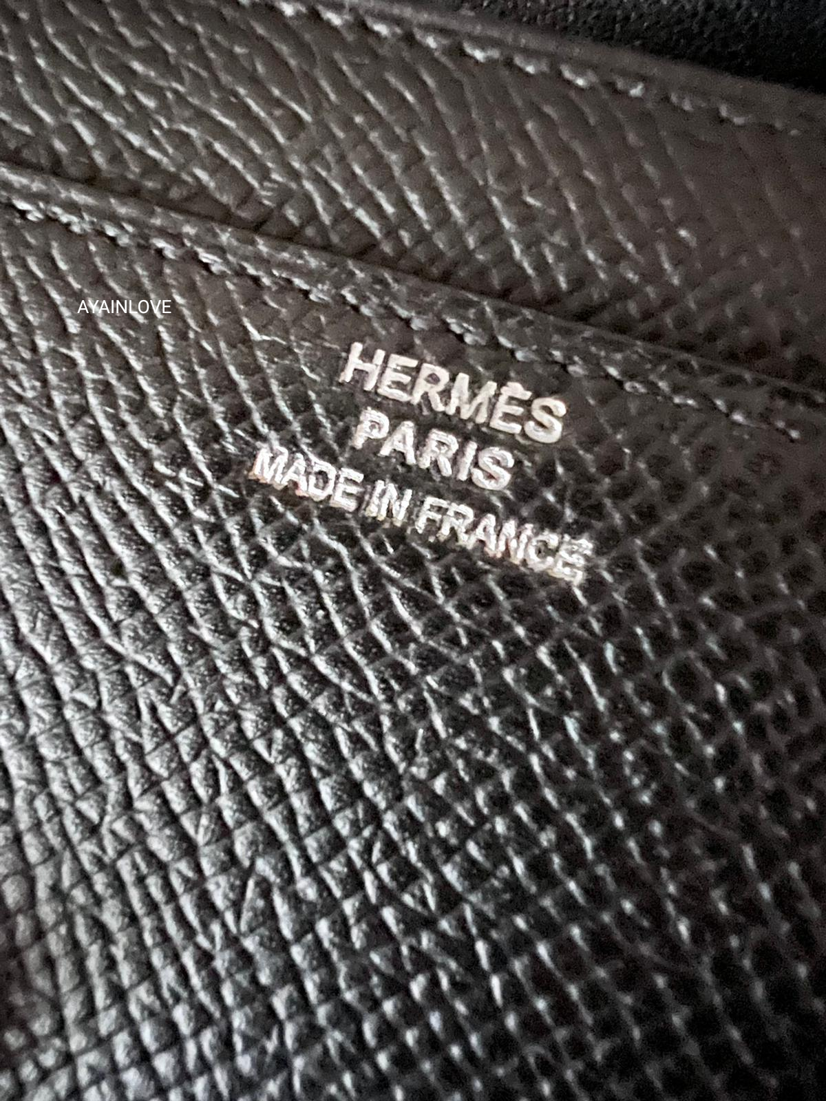 HERMES Constance Noir Black Long Flap Wallet Palladium Hardware