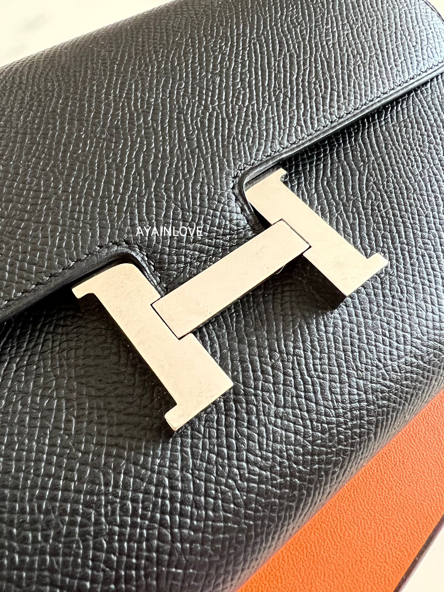 HERMES Constance Noir Black Long Flap Wallet Palladium Hardware