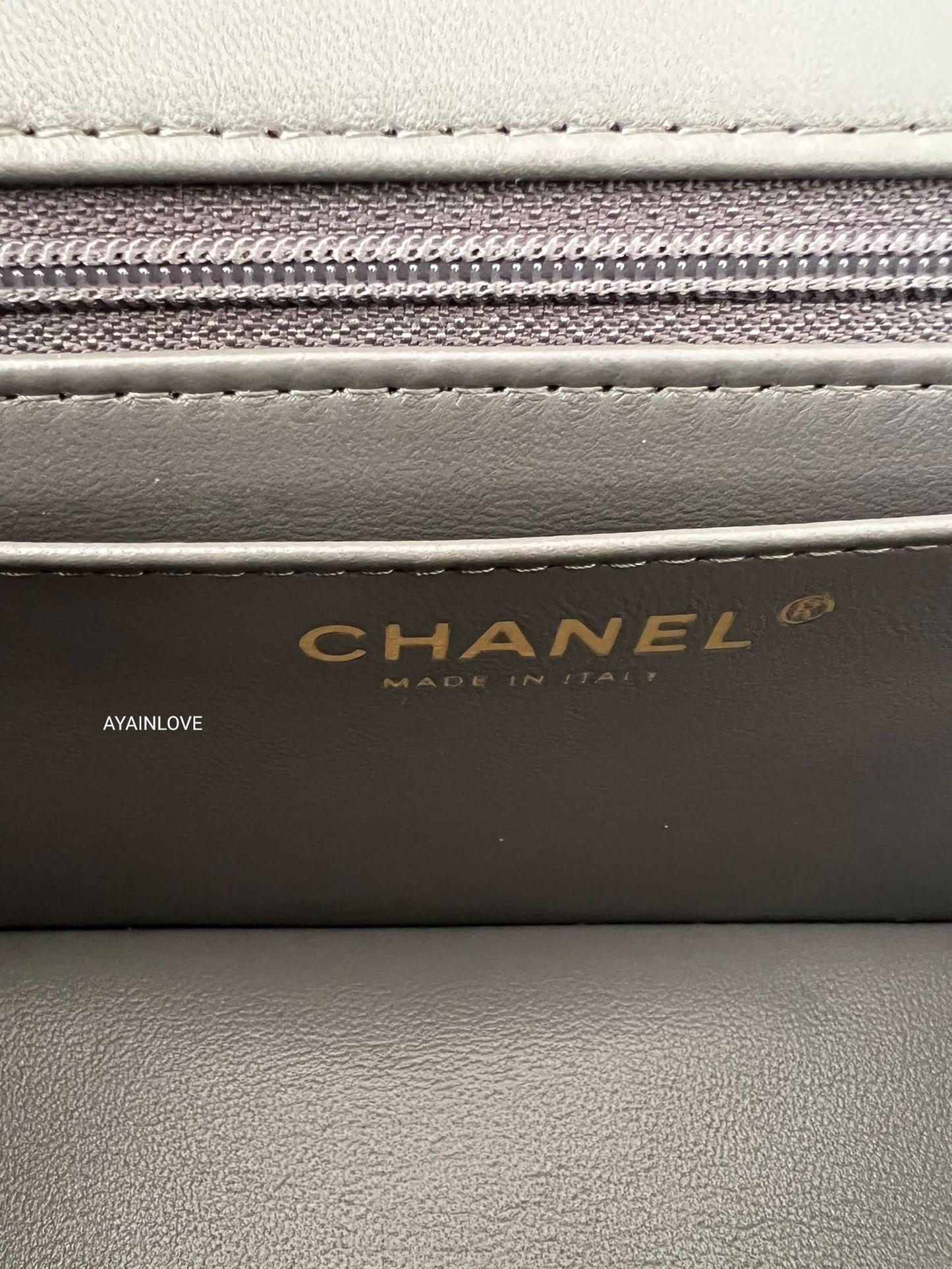 CHANEL 22A Grey Lambskin Top Handle Rectangle Mini Light Gold Hardware