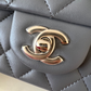 CHANEL 22A Grey Lambskin Top Handle Rectangle Mini Light Gold Hardware