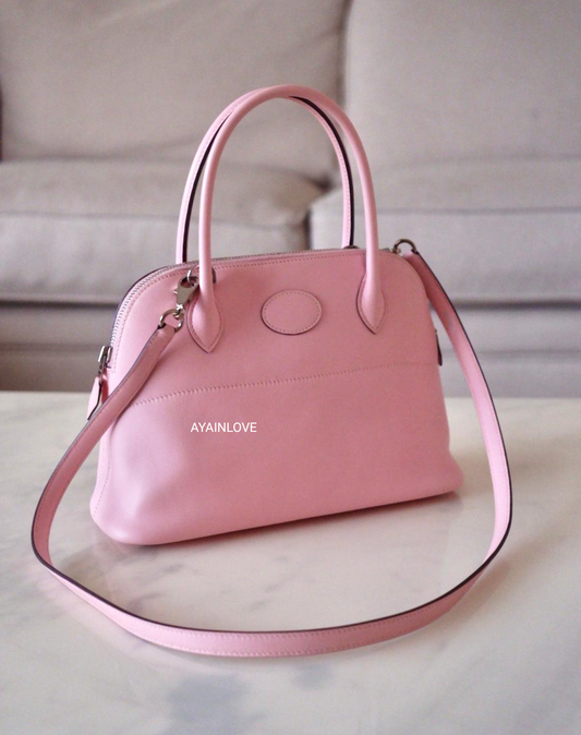 HERMES Bolide 27 Rose Sakura Swift Palladium Hardware