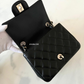 Chanel Classic Black Mini Lamb Skin Square Light Gold Hardware