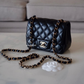 Chanel Classic Black Mini Lamb Skin Square Light Gold Hardware