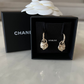 CHANEL 22B Heart Small Hoop Earrings Light Gold Hardware