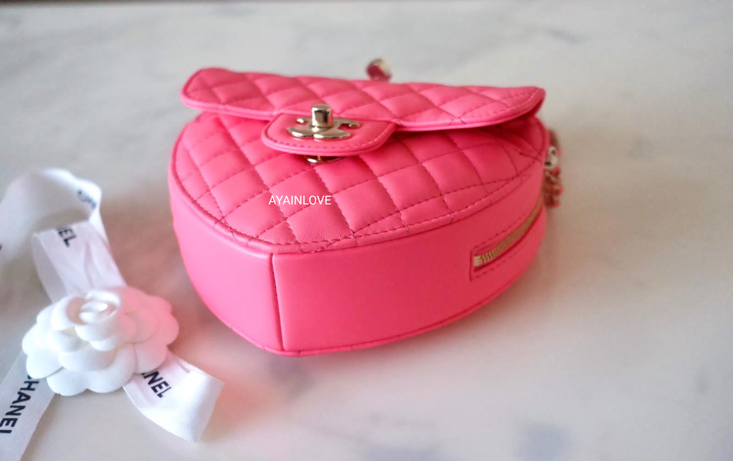 CHANEL 22S Pink Large Heart CC In Love Bag Light Gold Hardware