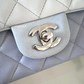 CHANEL 21K Iridescent Blue Ombre Multicolour Lamb Skin Rectangular Mini Silver Hardware