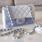 CHANEL 21K Iridescent Blue Ombre Multicolour Lamb Skin Rectangular Mini Silver Hardware