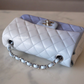 CHANEL 21K Iridescent Blue Ombre Multicolour Lamb Skin Rectangular Mini Silver Hardware