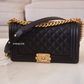 CLASSIC BLACK CAVIAR MEDIUM  BOY FLAP BAG GOLD  HARDWARE NEW