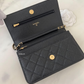 BLACK CAVIAR CLASSIC WALLET ON CHAIN GOLD HARDWARE *NEW*