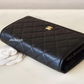 BLACK CAVIAR CLASSIC WALLET ON CHAIN GOLD HARDWARE *NEW*