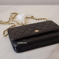 BLACK CAVIAR CLASSIC WALLET ON CHAIN GOLD HARDWARE *NEW*