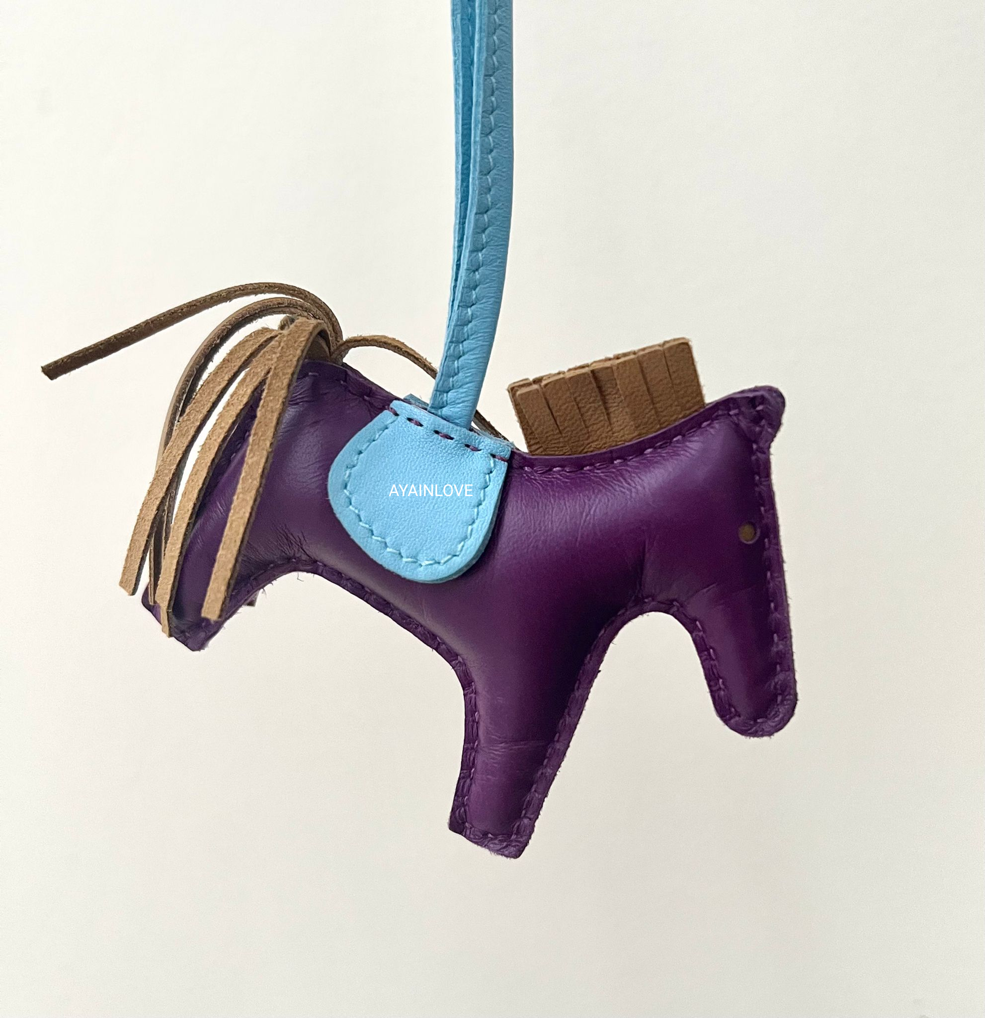 Authentic New Hermes Rodeo Horse Charm Bleu de Malte, Kraft and Violet