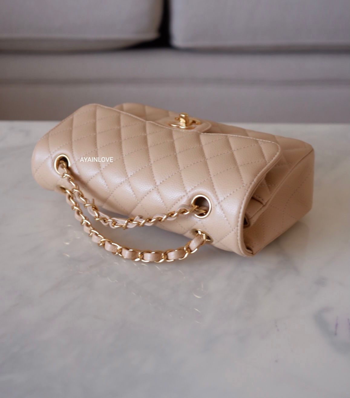 Chanel Beige Clair Small Classic Flap in Caviar GHW Luxury Bags  Wallets  on Carousell