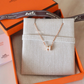 HERMES H Pop Mini Blanc Necklace Rose Gold Hardware