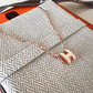 HERMES H Pop Mini Blanc Necklace Rose Gold Hardware