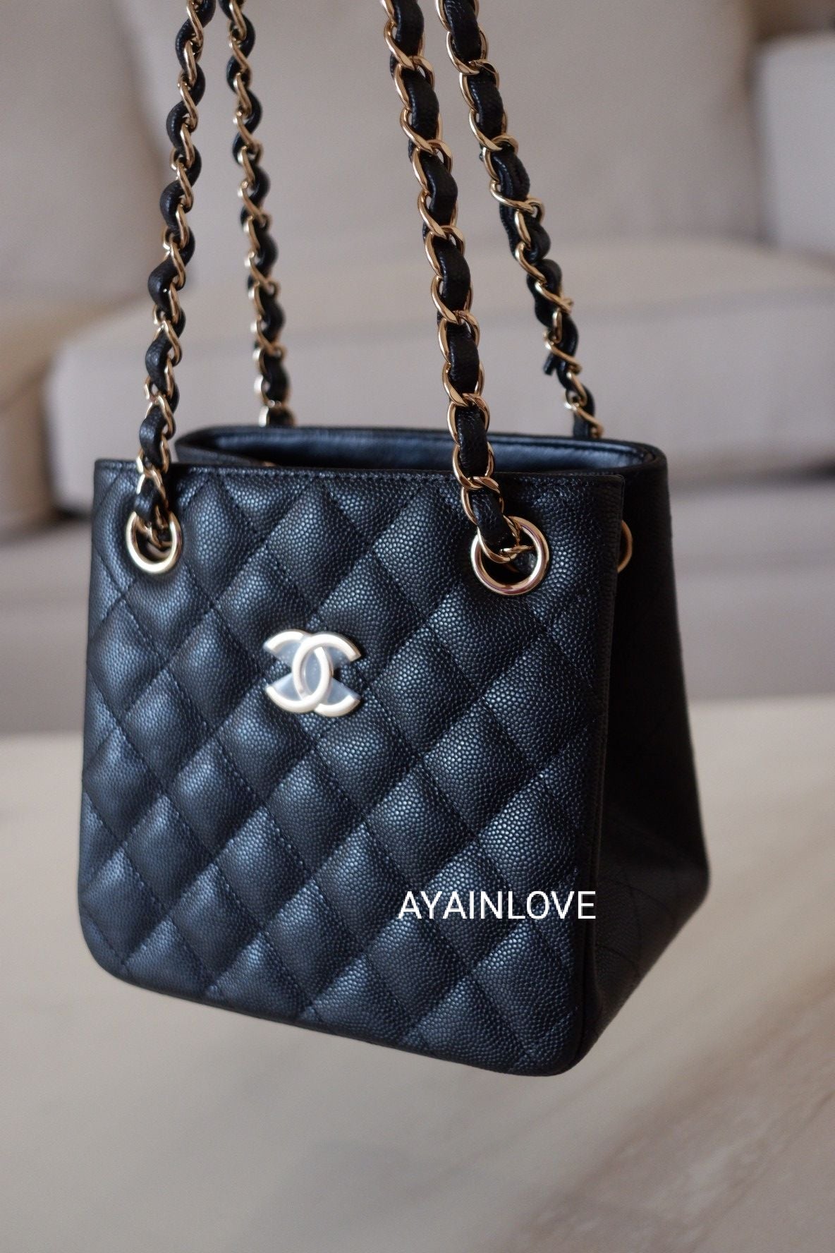 Chanel 22 Handbag 22S Calfskin Black in Calfskin Leather with Goldtone  US