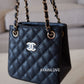 CHANEL 22S Black Caviar Mini Bucket Bag Light Gold Hardware