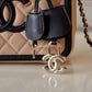 Chanel Classic Black Beige Filigree Medium Vanity Case Light Gold Hardware