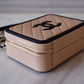 Chanel Classic Black Beige Filigree Medium Vanity Case Light Gold Hardware