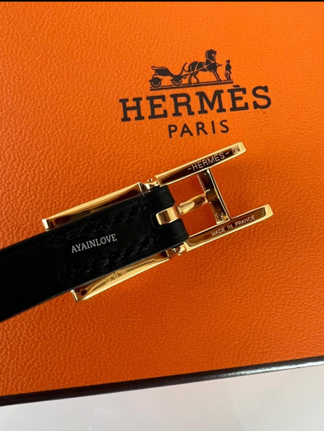 HERMES Behapi Double Tour Bracelet Noir Fauve Gold Hardware