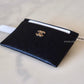 CHANEL 22P Black Caviar Camellia Flat Card Holder Light Gold Hardware
