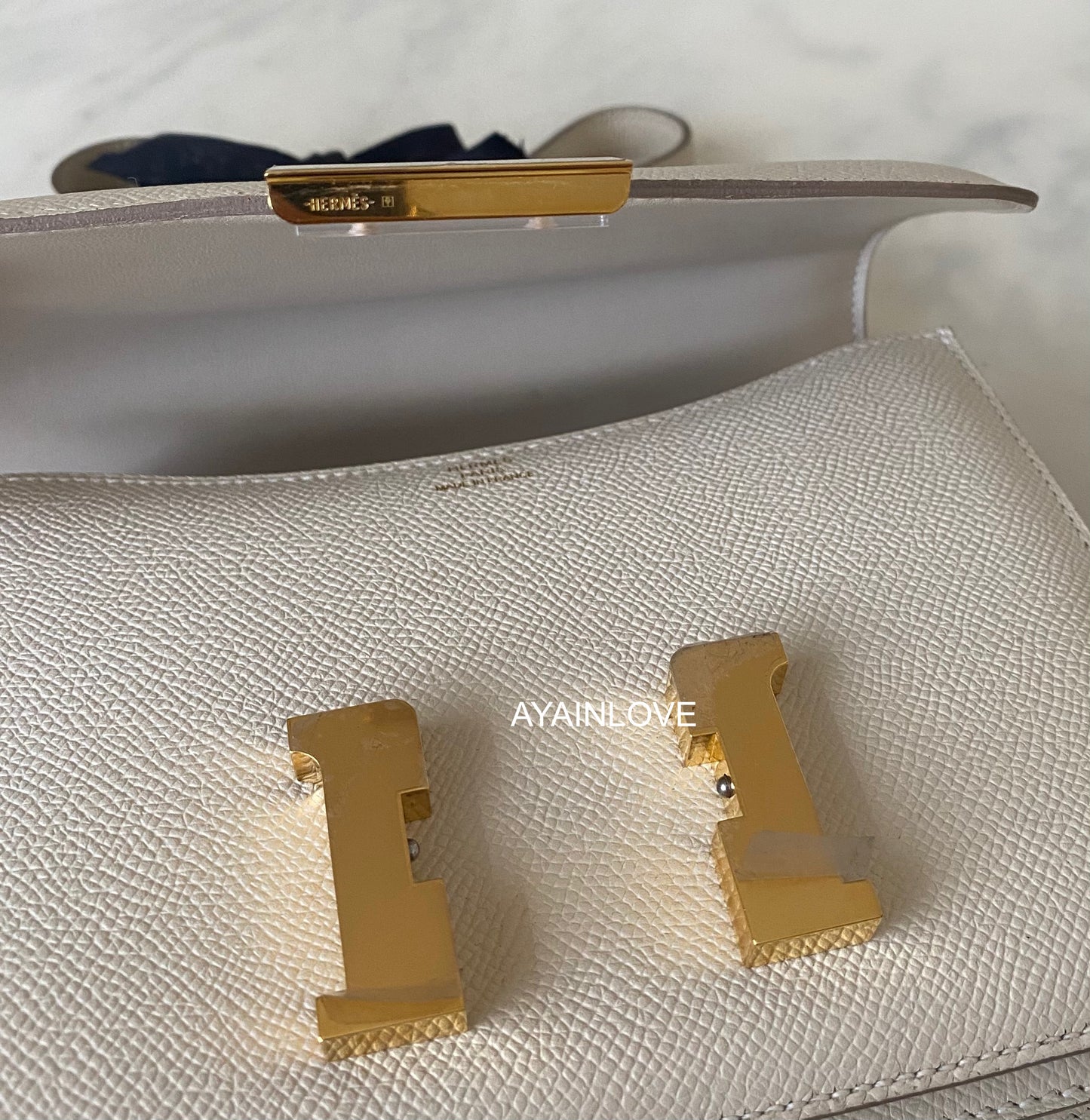 HERMES Constance Mini 18 Epsom Craie Gold Hardware