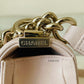 CHANEL 20A Beige Pink Caviar Small Chevron Leboy Flap Bag Light Gold Hardware