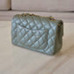 CHANEL 18C Iridescent Green Caviar Rectangular Mini Flap Bag Brushed Gold Hardware