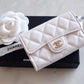 21S WHITE CAVIAR SMALL SNAP CARD HOLDER LIGHT GOLD HARDWARE