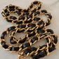 CHANEL 1982 Vintage Black Leather Chain Belt Necklace Medallion CC 24K Gold Plated Hardware