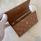 CHANEL 22K Caramel Dark Beige Caviar Medium Flap Trifold Wallet Oversized CC Light Gold Hardware