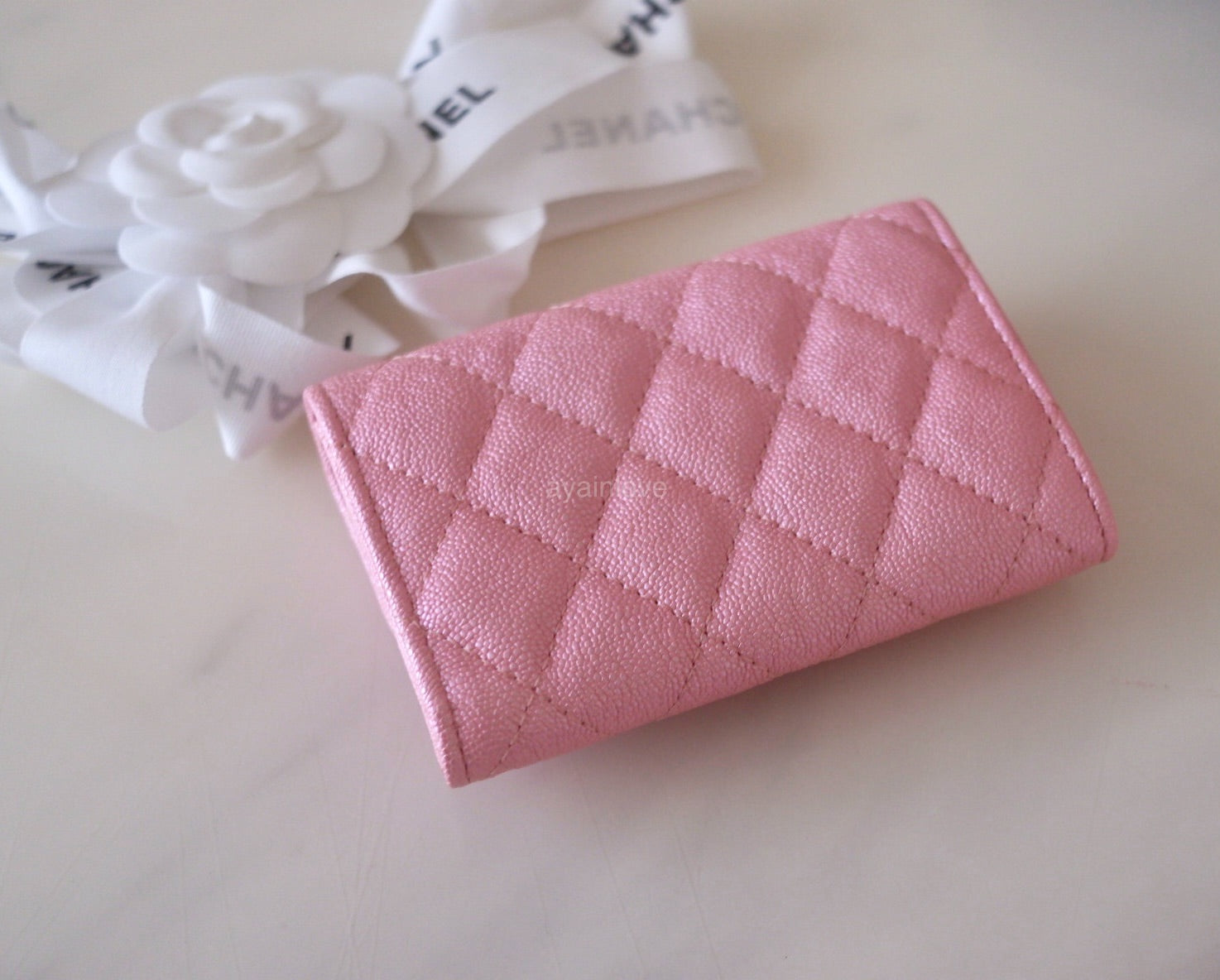 Chanel iridescent pink card holder hot sale